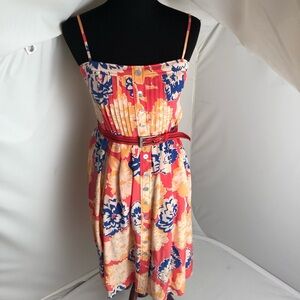 Plenty by Tracy Reese multicolor coral orange blue silk dress